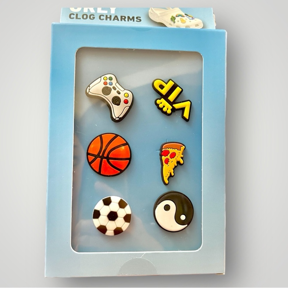 Orly Clog Cool Charms Gaming Pizza Peace VIP Basketball Soccer  6 Pcs New